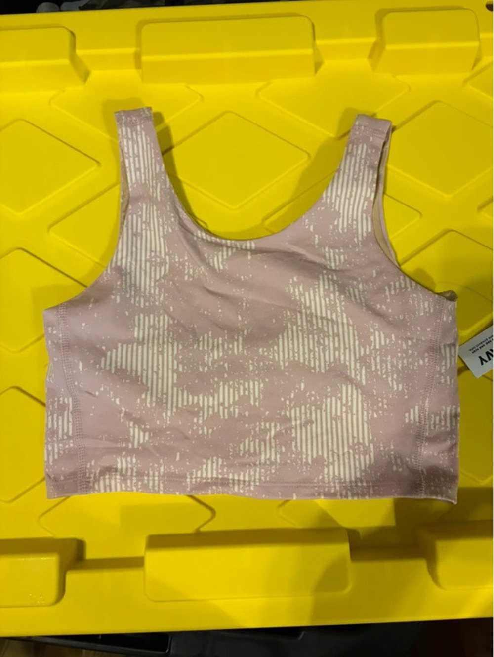 Pink and Beige Patterned Crop Tank Top